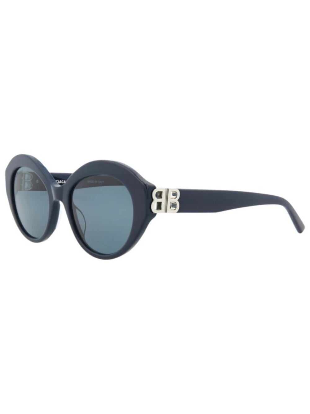 New Balenciaga Women's Sunglasses Round Oval Acetate Frame Blue Silver Blue